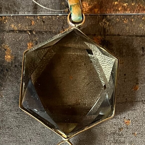 Genuine Faceted Smoky Quartz and Quartz Point Pendant/Sun Catcher, 6" - Picture 3 of 6